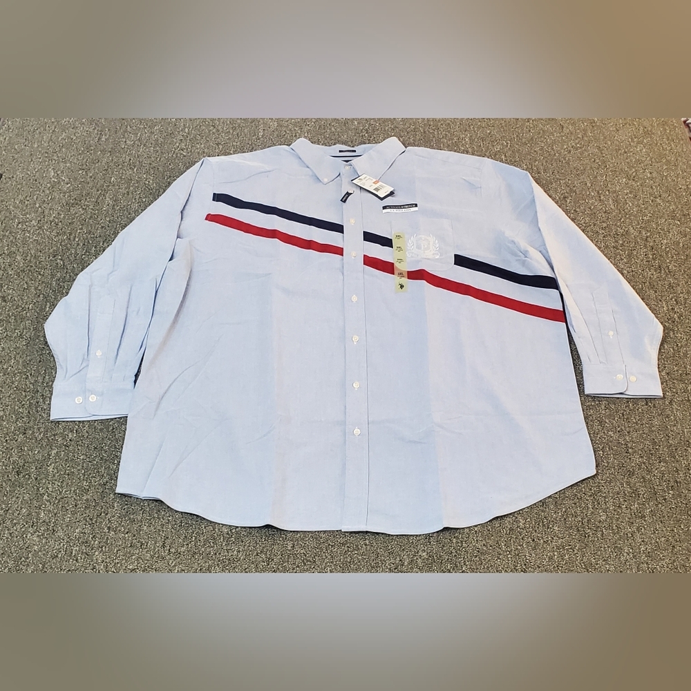 US Polo Assn Mens Shirt Blue 3XL Long Sleeve Botton Up Logo Work Wear Casual